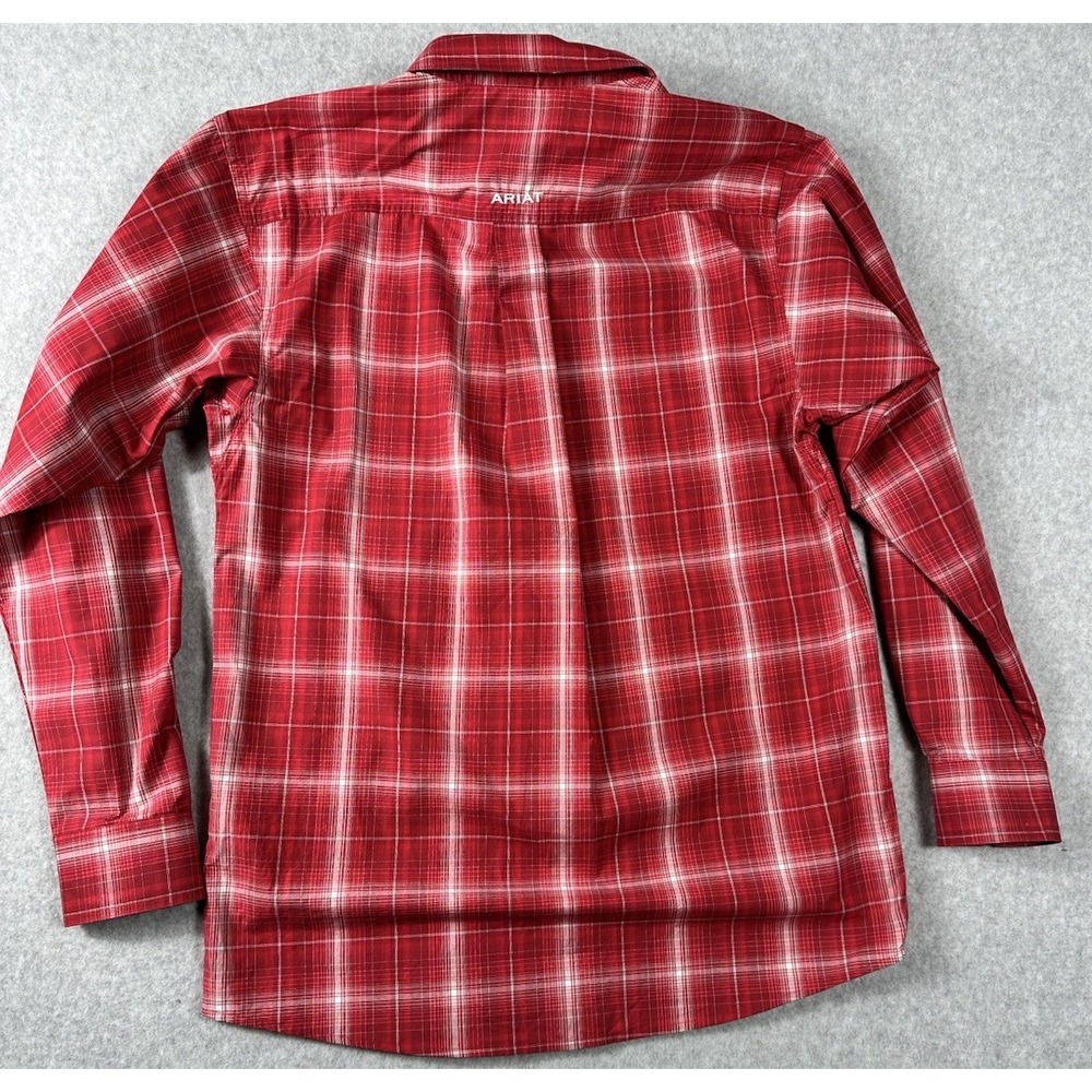 Ariat Pro Series Shirt Mens Small Red White Plaid Button Down Vented Western - Picture 2 of 7